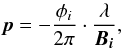 \begin{equation} \vec{p} = -\frac{\phi_i}{2\pi}\cdot \frac{\lambda}{\vec{B_i}}, \label{eq:photocenter} \end{equation}