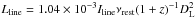 \hbox{$L_\mathrm{line}=1.04 \times 10 ^{-3} I_\mathrm{line} \nu_\mathrm{rest} (1+z)^{-1}D_\mathrm{L}^2$}
