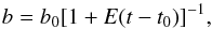 \begin{equation} b = b_0 [1+E (t-t_0)]^{-1}, \label{bt} \end{equation}