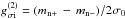 \hbox{$g^{(2)}_{\sigma {\rm i}} = (m_{\rm n+}\,-\,m_{\rm n-})/2\sigma_0$}