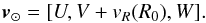\appendix \setcounter{section}{2} \begin{equation} \vec{v}_\odot = [U,V+v_R(R_{0}),W]. \label{e:vsun} \end{equation}
