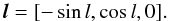 \appendix \setcounter{section}{2} \begin{equation} \vec{l} = [-\sin l,\cos l,0]. \label{e:ell} \end{equation}