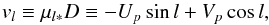 \appendix \setcounter{section}{2} \begin{equation} v_l\equiv \mu_{l*}D \equiv -U_p\sin l+V_p\cos l , \label{e:vl} \end{equation}