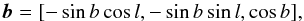\appendix \setcounter{section}{2} \begin{equation} \vec{b} = [-\sin b \cos l,-\sin b\sin l, \cos b], \end{equation}
