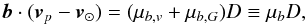 \appendix \setcounter{section}{2} \begin{equation} \vec{b}\cdot(\vec{v}_p-\vec{v}_\odot) = (\mu_{b,v}+\mu_{b, G}) D \equiv \mu_{b}D, \label{e:vb} \end{equation}