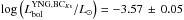 \hbox{$\log\left(L_\mathrm{bol}^{\mathrm{YNG,BC}_{K{\rm s}}}/L_\odot\right) =- 3.57\, \pm \,0.05$}