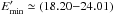 \hbox{$E^{\prime}_{\rm min}\simeq(18.20{-}24.01)$}