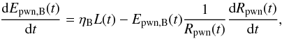 \appendix \setcounter{section}{1} \begin{eqnarray*} \frac{{\rm d}E_{\rm pwn, B}(t)}{{\rm d}t}=\eta_{\rm B}L(t)- E_{\rm pwn, B}(t)\frac{1}{R_{\rm pwn}(t)}\frac{{\rm d}R_{\rm pwn}(t)}{{\rm d}t}, \end{eqnarray*}