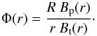 \begin{equation} \label{eq:q} \Phi(r)=\frac{R\ B_{\text{\scriptsize p}}(r)}{r\ B_{\text{\scriptsize t}}(r)}\cdot \end{equation}