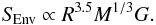 \begin{eqnarray} S_{\!\rm Env}\propto R^{3.5}M^{1/3}G. \end{eqnarray}