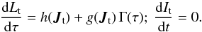 \begin{equation} \frac{\rd L_{\rt}}{\rd \tau} = h (\bm{J}_{\rt}) + g (\bm{J}_{\rt}) \, \Gamma (\tau) ;~ \frac{\rd I_{\rt}}{\rd t} = 0 . \label{Langevin_disc} \end{equation}