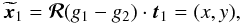 \appendix \setcounter{section}{1} \begin{equation} \widetilde{\bm{x}}_{1} = \bm{\mathcal{R}} (g_{1} - g_{2}) \cdot \bm{t}_{1} = (x , y) , \label{notation_x} \end{equation}
