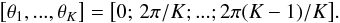 \appendix \setcounter{section}{1} \begin{equation} \big[ \theta_{1} , ... , \theta_{K} \big] = \big[ 0 ; \, 2 \pi/K ; ... ; 2 \pi (K - 1)/K \big] . \label{spacing_grid_trapz} \end{equation}