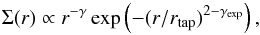 \appendix \setcounter{section}{2} \begin{equation} \Sigma(r) \propto r^{-\gamma} \exp\left( - (r/r_\mathrm{tap})^{2-\gamma_{\rm exp}} \right), \end{equation}