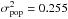 \hbox{$\sigma^2_\mathrm{pop}=0.255$}