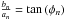 \hbox{$\frac{b_n}{a_n}= \tan \left( \phi_n \right)$}