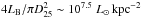 \hbox{$4 L_{\mathrm{B}}/\pi D^{2}_{25} \sim 10^{7.5} \; L_{\odot}\, \mathrm{kpc^{-2}}$}
