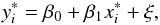 \begin{equation} \label{eqn:reg_mod} y^{*}_{i} = \beta_{0} + \beta_{1}x^{*}_{i} + \xi, \end{equation}