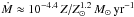 \hbox{$\dot{M} \approx 10^{-4.4}\, Z/Z_\odot^{1.2}\,M_\odot\,\mathrm{yr}^{-1}$}