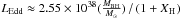 \hbox{$L_{\rm Edd}\approx 2.55\times 10^{38}(\frac{M_{\rm BH}}{M_\odot})\,/\, (1+X_{\element{H}})$}