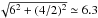 \hbox{$\sqrt{6^{2}+(4/2)^{2}}\simeq6.3$}
