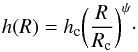 \begin{equation} h(R)=h_{\rm c}\bigg(\frac{R}{R_{\rm c}}\bigg)^{\psi} \cdot \end{equation}