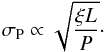 \begin{equation} \label{eq:precision} \sigma_\mathrm P \propto \sqrt{\frac{\xi L}{P}} \cdot \end{equation}