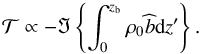 \begin{equation} \mathcal{T} \propto - \Im \left\{ \int_0^{z_{\rm b}} \rho_0 \pv{b} {\rm d}z' \right\}. \label{torque_local} \end{equation}