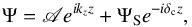 \begin{equation} \Psi = \mathscr{A} e^{i k_z z} + \Psi_{\rm S} e^{- i \delta_{\rm c} z}, \end{equation}
