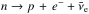 \hbox{$n \rightarrow p \,+ \,e^- + \bar{\nu}_{\rm e}\,$}