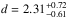 \hbox{$d=2.31^{+0.72}_{-0.61}$}