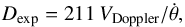 \begin{equation} \label{eq:palen} D_{\rm exp} = 211\, V_{\rm Doppler}/\dot{\theta} , \end{equation}