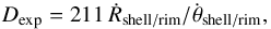 \begin{equation} \label{eq:palen.corr} D_{\rm exp} = 211\, \dot{R}_{\rm shell/rim} /\dot{\theta}_{\rm shell/rim}, \end{equation}