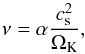 \begin{equation} \label{eq-def-nu} \nu = \alpha \frac{c_{\rm s}^2}{\Omega_{\rm K}}\comma \end{equation}