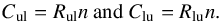 \appendix \setcounter{section}{1} \begin{equation} C_{\rm ul} = R_{\rm ul}n {\rm ~and ~} C_{\rm lu} = R_{\rm lu}n . \end{equation}