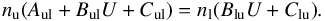 \appendix \setcounter{section}{1} \begin{equation} n_{\rm u}(A_{\rm ul} + B_{\rm ul}U + C_{\rm ul}) = n_{\rm l}(B_{\rm lu}U + C_{\rm lu}) . \label{rate} \end{equation}