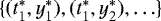 $\{(t^*_1, y^*_1), (t^*_1, y^*_2), \ldots \}$