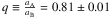 \hbox{$q \equiv \frac{a_{\rm A}}{a_{\rm B}} = 0.81 \pm 0.01$}
