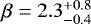 $\beta=2.3^{+0.8}_{-0.4}$