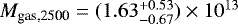 $M_{\textrm{gas,{2500}}} = (1.63_{-0.67}^{&#x002B;0.53})\times10^{13}$
