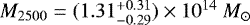 $M_{2500} =(1.31_{-0.29}^{&#x002B;0.31})\times10^{14}~M_{\odot}$