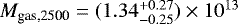$M_{\textrm{gas,{2500}}} = (1.34_{-0.25}^{&#x002B;0.27})\times10^{13}$