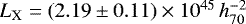 $L_{\textrm{X}} = (2.19 \pm 0.11) \times 10^{45}\,h^{-2}_{70}$