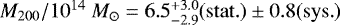 $M_{\mathrm{200}}/10^{14}~M_{\odot}=6.5^{&#x002B;3.0}_{-2.9}(\mathrm{stat.})\pm 0.8 (\mathrm{sys.})$