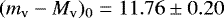 $(m_{\textrm{v}} - M_{\textrm{v}})_{0} = 11.76 \pm 0.20$