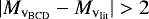 $| M_{\textrm{v}_{\textrm{BCD}}} - M_{\textrm{v}_{\textrm{lit}}} | > 2$