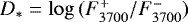 $D_* = \log\,(F^+_{3700}/F^-_{3700})$