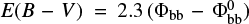 $E(B-V)= 2.3\,(\Phi_{\textrm{bb}} - \Phi_{\textrm{bb}}^{0})$