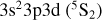 $3\textrm{s}^23\textrm{p}3\textrm{d}~(^5\textrm{S}_2)$