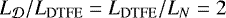 $ L_{{\cal D}}/L_{\mathrm{DTFE}} = L_{\mathrm{DTFE}}/L_N = 2$